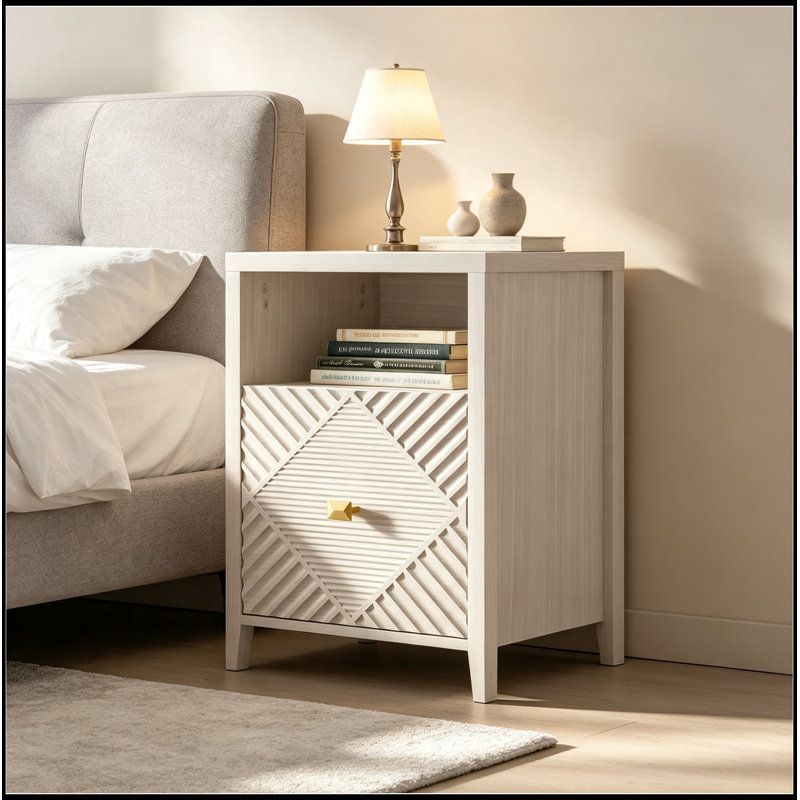 Vikenti avec station de charge, tablette ouverte et armoire, Beige