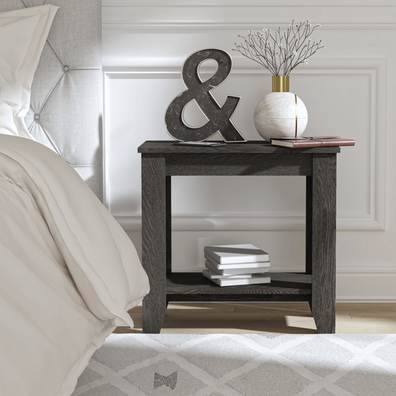 Table d'appoint Justine Basilico avec rangement, Chêne gris foncé