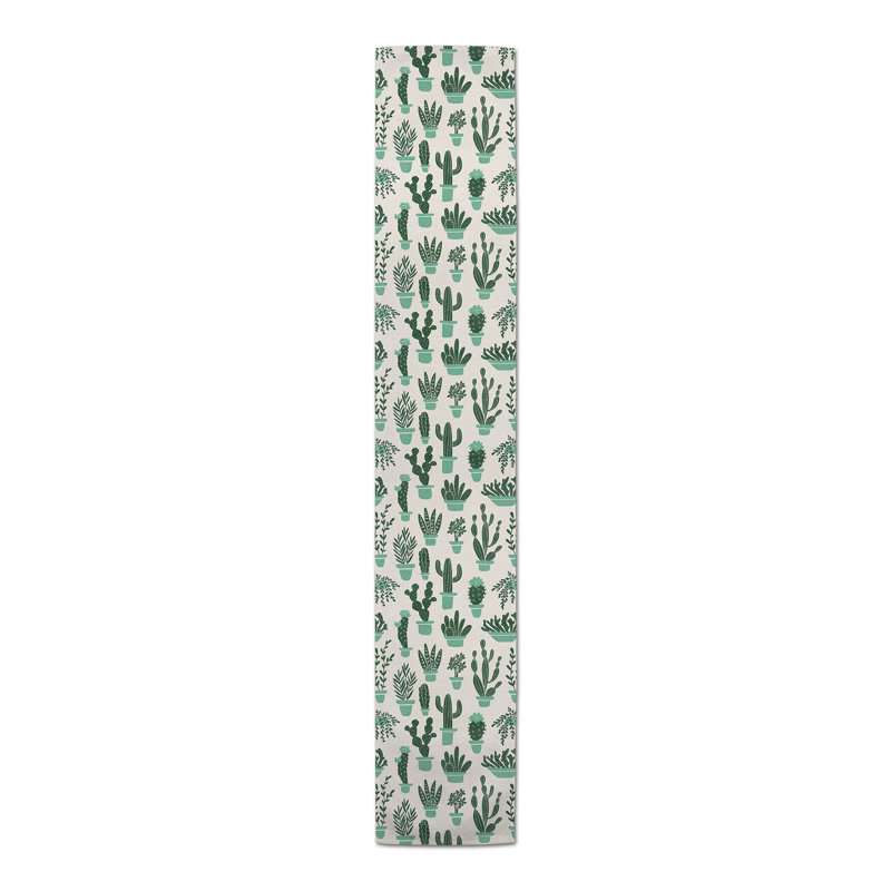 Chemin de table Houseplants On Linen, Vert, 72" x 16"