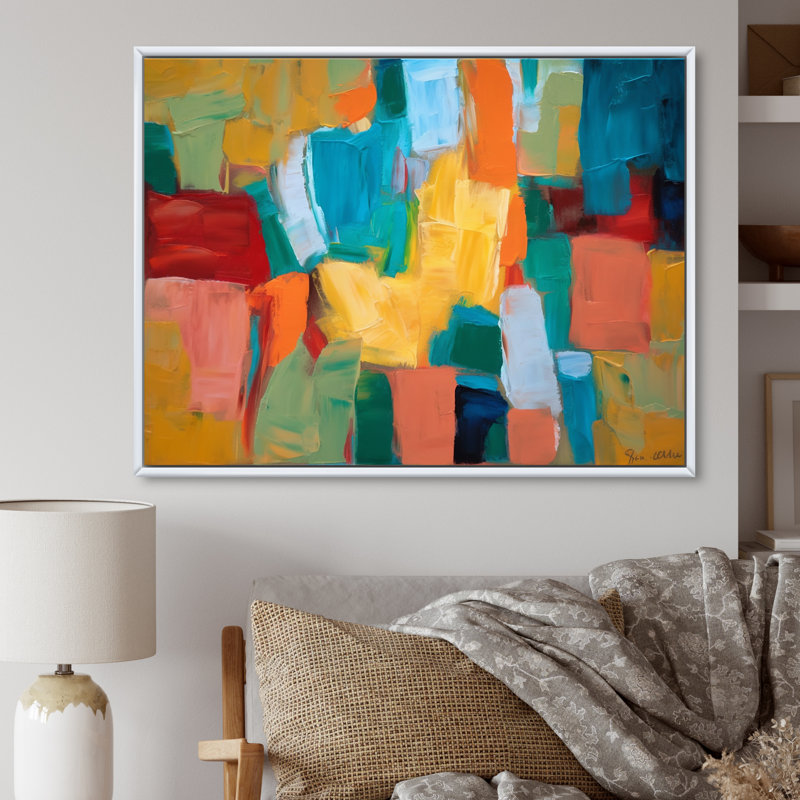 Art mural abstrait sur toile, impression moderne cubiste Colorfields - Vibrant Cubist Colorfields I, H 24 po x l 32 po