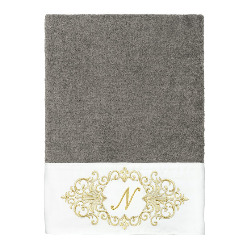 Winston Porter 100% Turkish Cotton MONICA 2PC Embellished Bath Towel Set, N