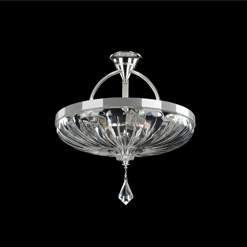 Plafonnier semi-encastré argenté / transparent 2 tons Orecchini 6 LT