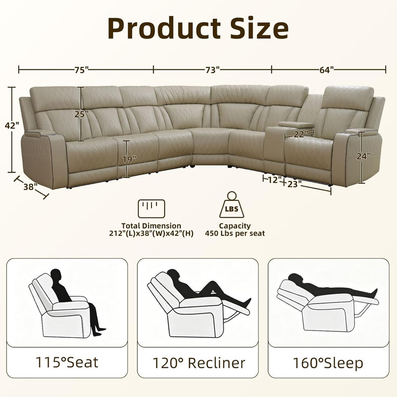 Ensemble de canapé modulaire inclinable électrique