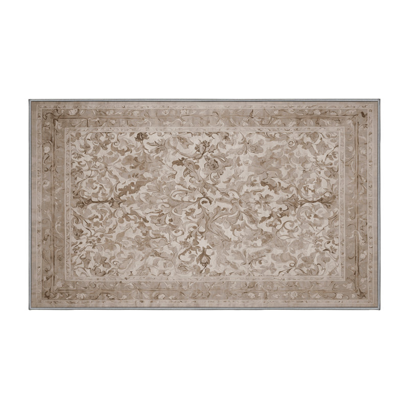 Machine Washable Gray Area Rug, Rectangle 7' x 9'