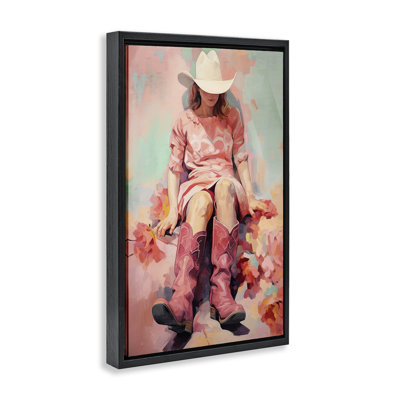 «Cowgirl & Soft Florals», toile flottante encadrée par Sasha