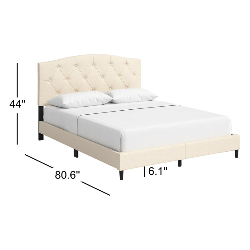 Lit plateforme tapissier Arndt, Beige, Simple
