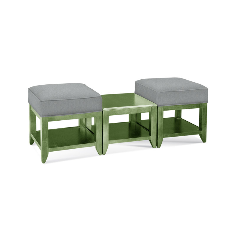 Elements Upholstered Cube Ottoman, Light Blue Performance Fabric; 0851-55, Celery