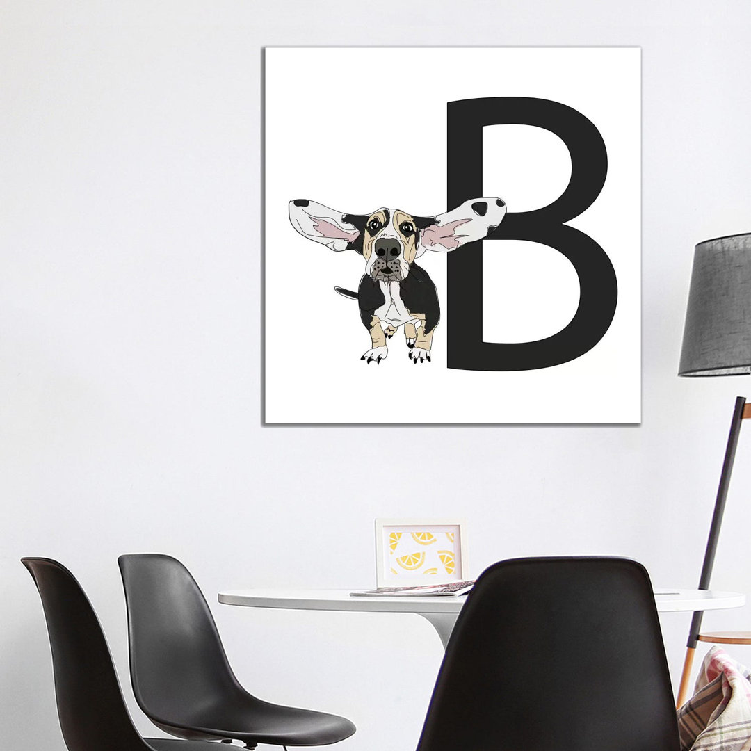 B Is For Basset Hound by Sketch And Paws - Gallery-Wrapped Canvas Giclée on Canvas