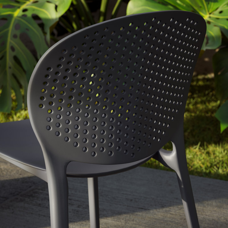 Bailey Stacking Patio Dining Chair, Black Gray