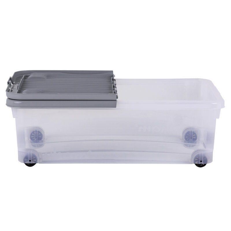 Wham 32L Box with Wheels & Folding Lid Pack of 5 Clear/Cool Grey