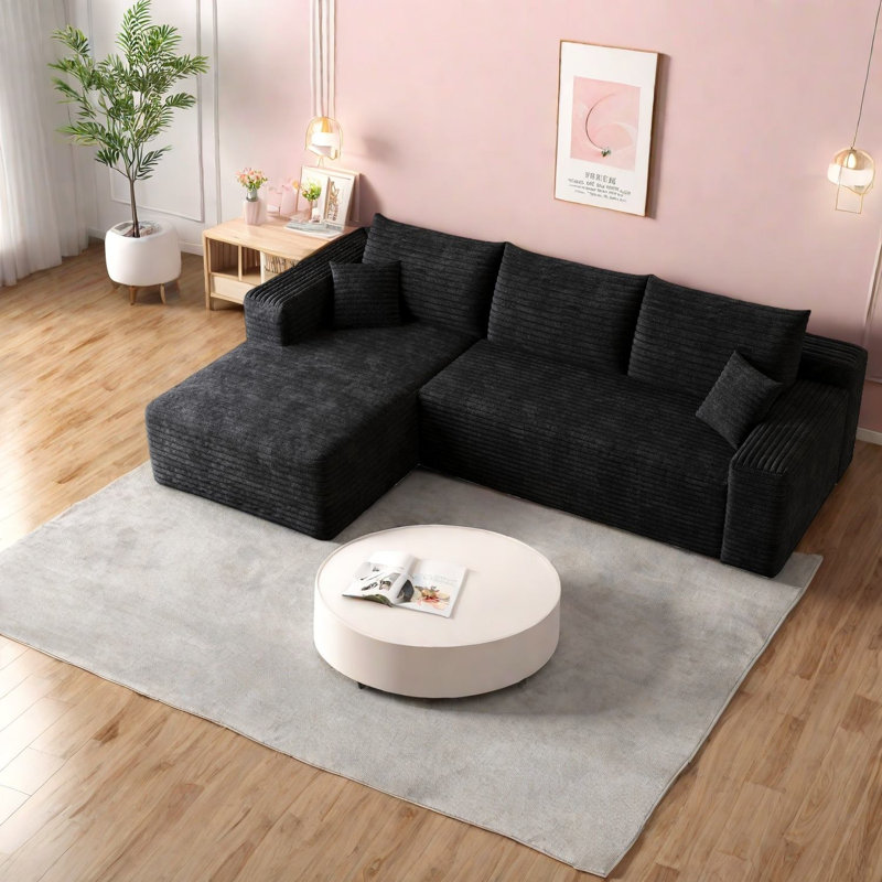 Chaise longue en velours côtelé Compression