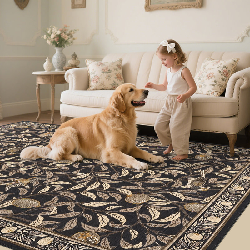 Area Rugs for Living Room, Washable Rugs  Soft Foldable Print Floor Mats Non-Slip Farmhouse Low Pile Stain-Resistant Vintage Carpet for Bedroom, Nursery, Home Office