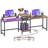 Rectangle Double Computer Desk with LED Strip and Power Outlet-1706814968