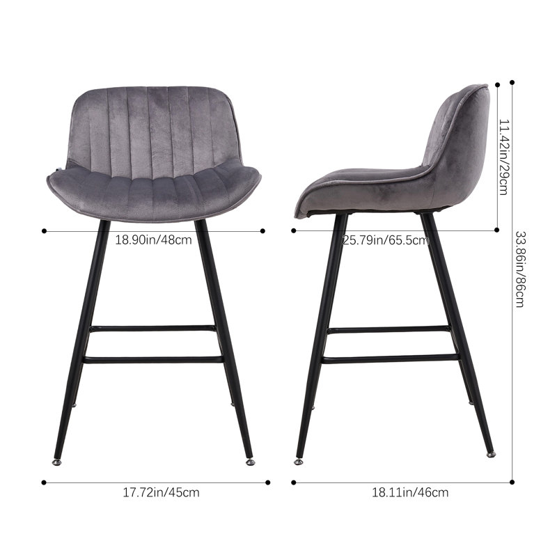 Upholstered Counter Stool, Grey
