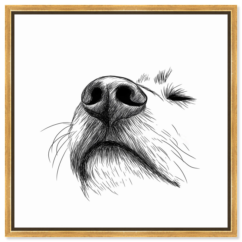 «The Nose Knows» par Art Remedy, Cadre flottant doré, H 17 po x l 17 po x P 1,8 po
