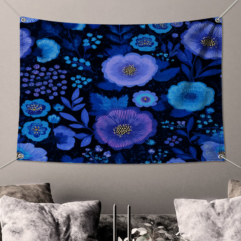 Tapisserie murale florale - Décoration murale nature, H 104 po x 88 avec 4 œillets