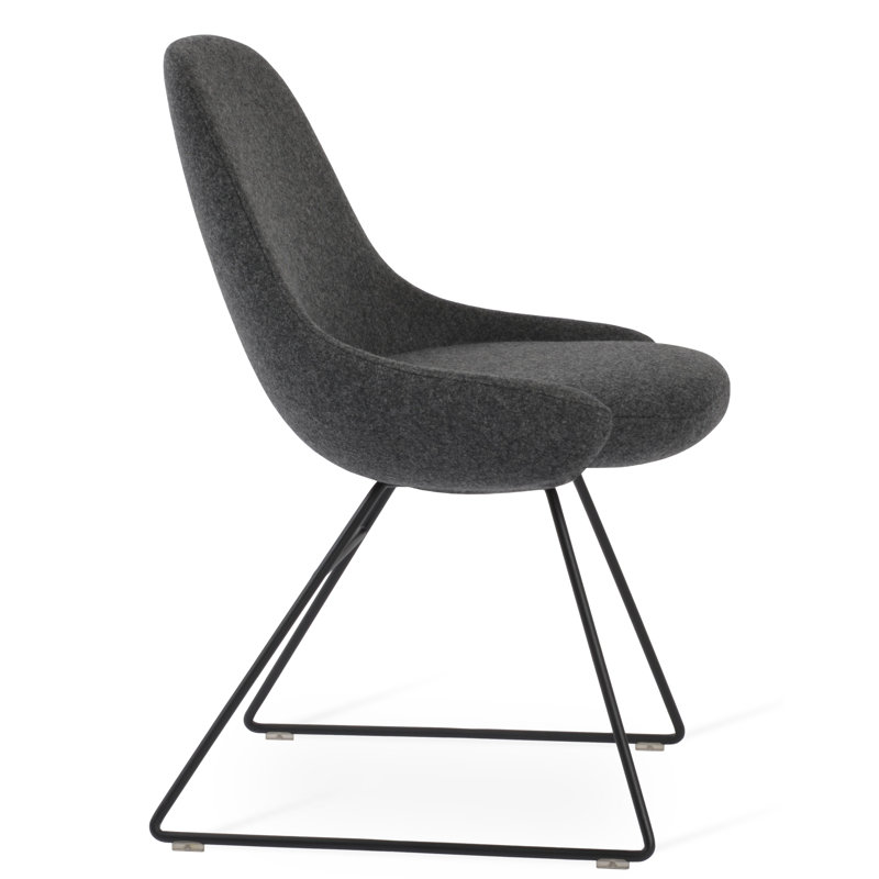 Chaise salle à manger en fil Gazel, Chrome, Gris foncé