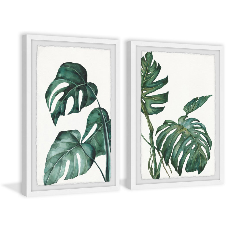 Large Green and White Botanical Giclee Print Diptych