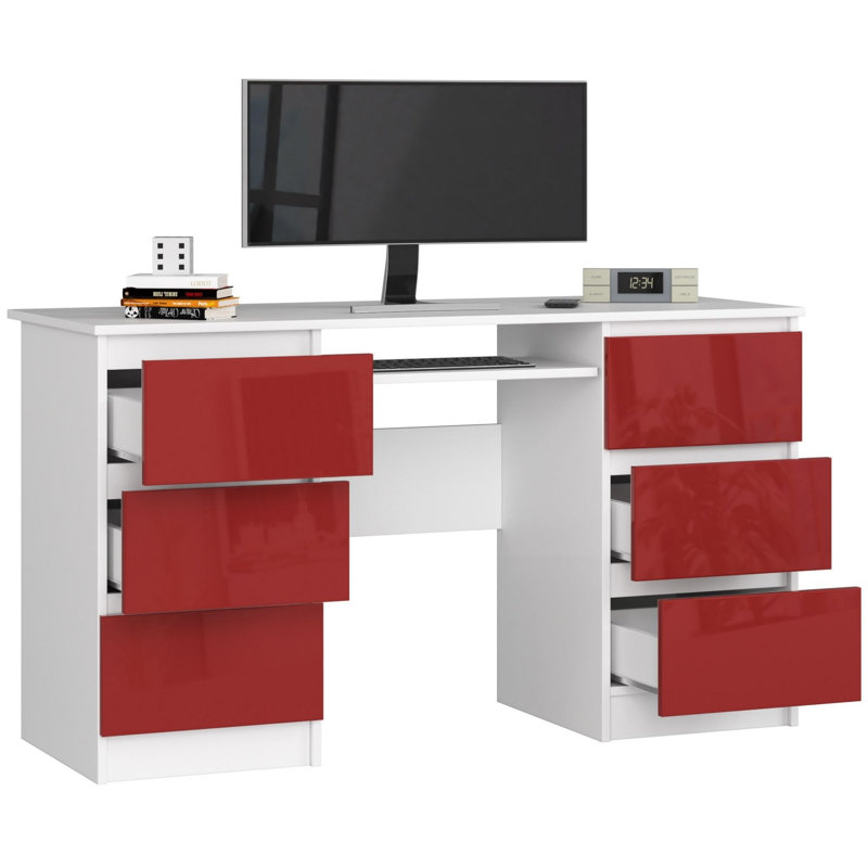 Eldrin Computer Desk, Red Gloss