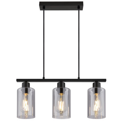 3 - Light Matte Black Geometric Pendant