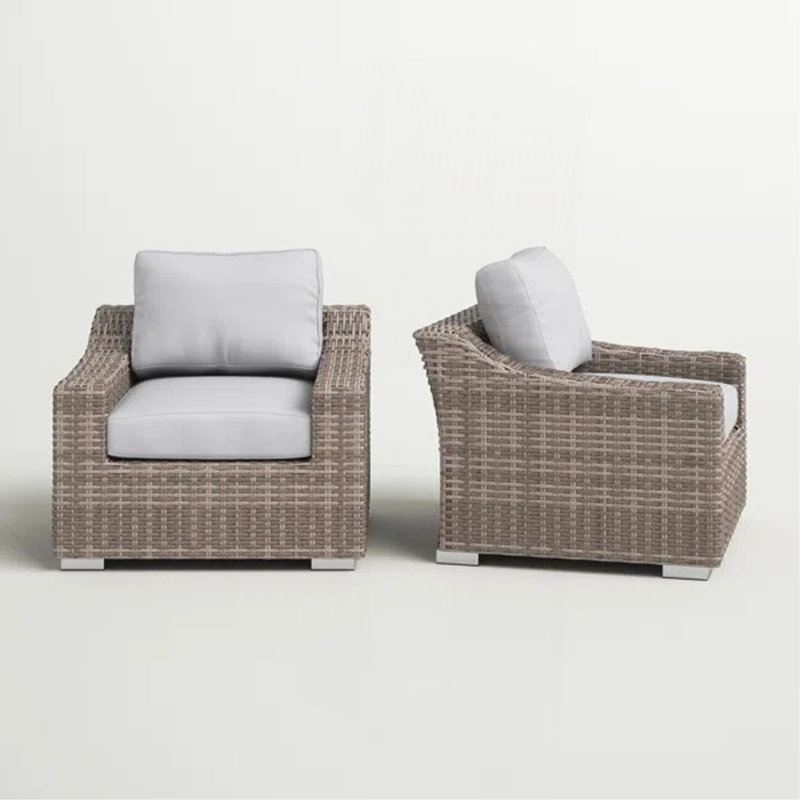 Chaise de patio avec coussins 2, Mélange de gris