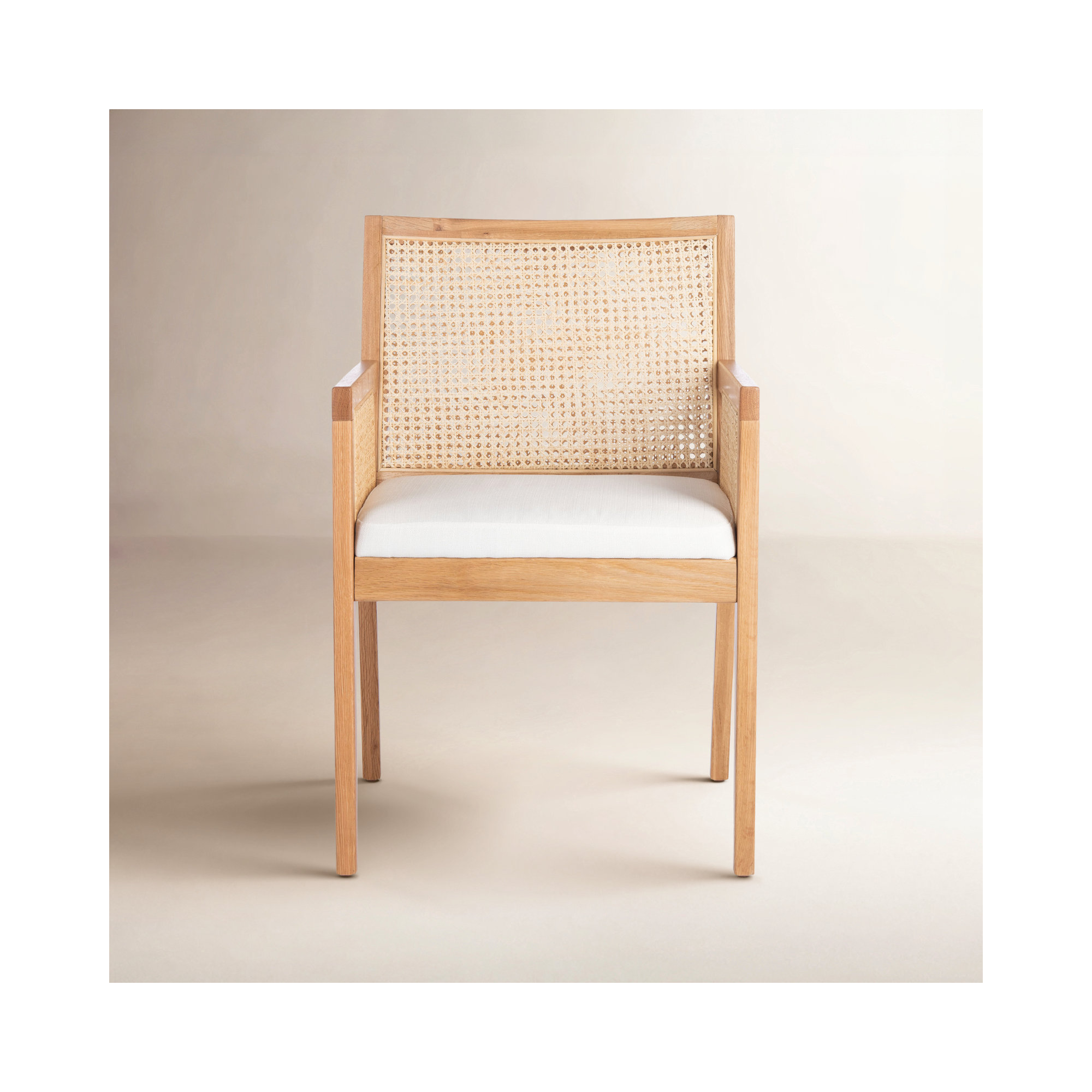 Aurora Cane Back Arm Chair, Beige