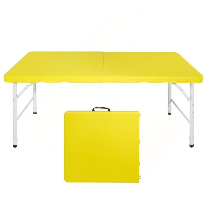 Table pliante portative jaune 4 pi 4 po poids pliable intérieur et extérieur 135 kg, Yellow