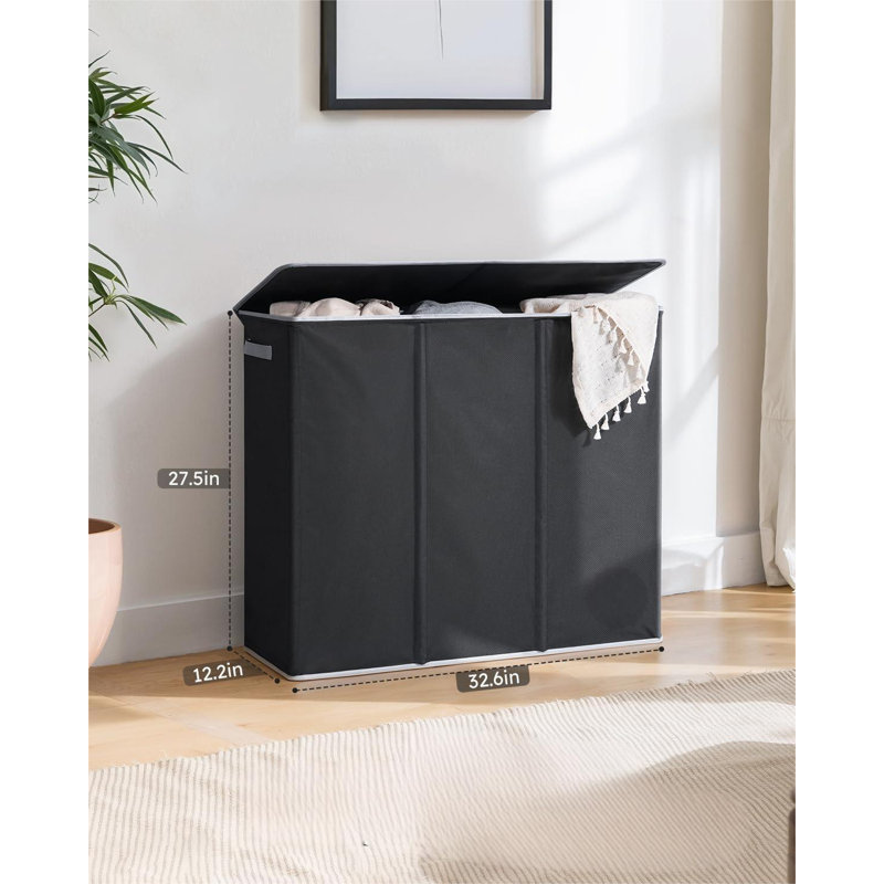 Panier à linge 180L à 3 sections, très grand panier à linge avec couvercle, panier à linge sale avec poignée robuste, grand panier à linge pour la salle de lavage, chambre à coucher, paniers à linge