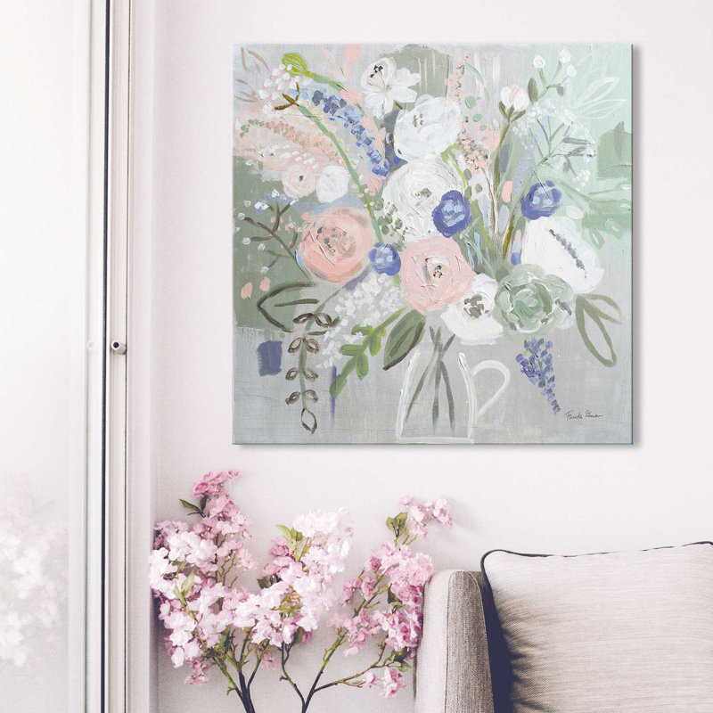 Élégance florale - Peinture, Toile tendue, H 36 po x l 36 po x P 1,5 po