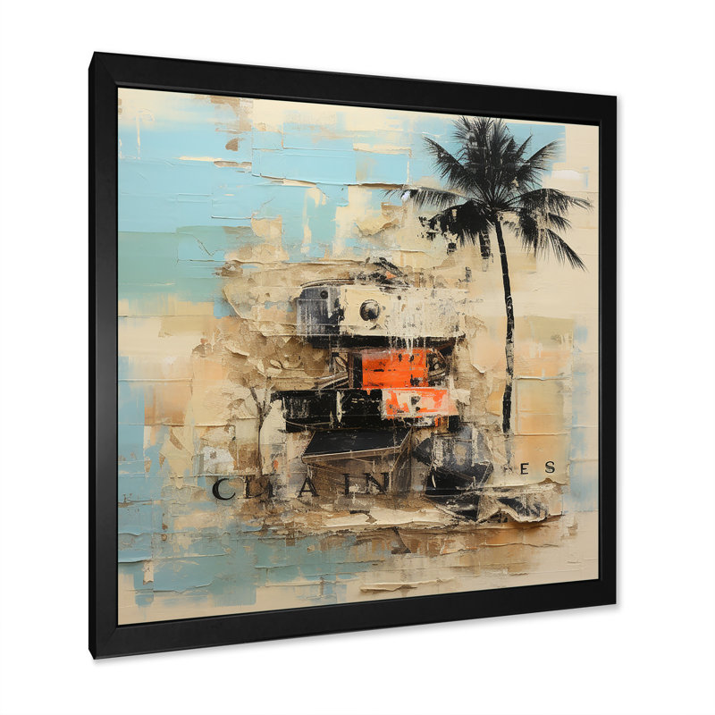 «Florida Palm Tree Serenity - Florida», art mural, Cadre simple noir, H 16 po x l 16 po x P 1 po