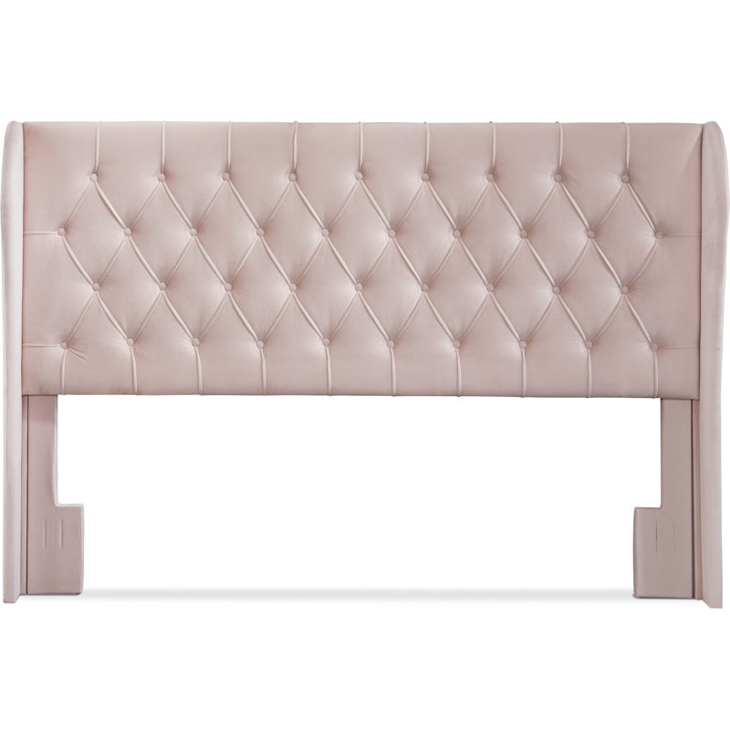 Harlow Upholstered Wingback Headboard, King, Dusty Mauve