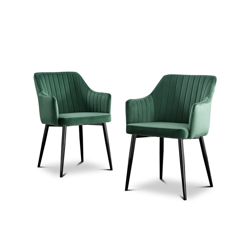 Wethersfield Velvet Upholstered Dining Chairs, Black, Green