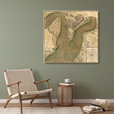 Art rétro sur toile tendue avec cartes: Sondages pour la profondeur de l'Hudson autour de West Point
