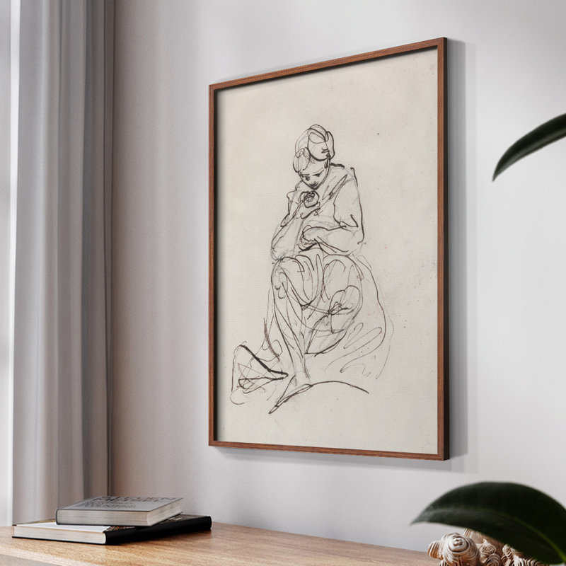 Croquis rétro Lxxvi - impression encadrée, Noyer, H 14 po x l 11 po