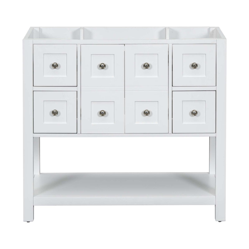 Meuble-lavabo de 36 po sans lavabo, ensemble de meuble-lavabo autoportant avec 4 tiroirs et portes à fermeture douce, armoire de rangement pour cadre de salle de bain en bois massif seulement