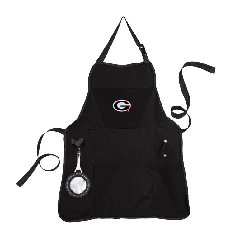 No Pattern Cotton Bib Apron, Black, NCAA Georgia