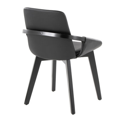 Chaise en bambou noir et similicuir noir