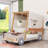 Wooden Car-Shaped Platform Bed with Pillows-1575108254