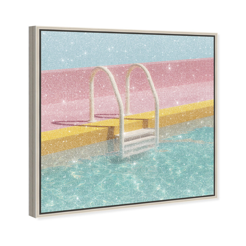 Poolside Symmetry I Canvas Abstract Print by Oliver Gal, Black Frame, 12 x 12, 41"H x 41"W, Silver Floater Frame