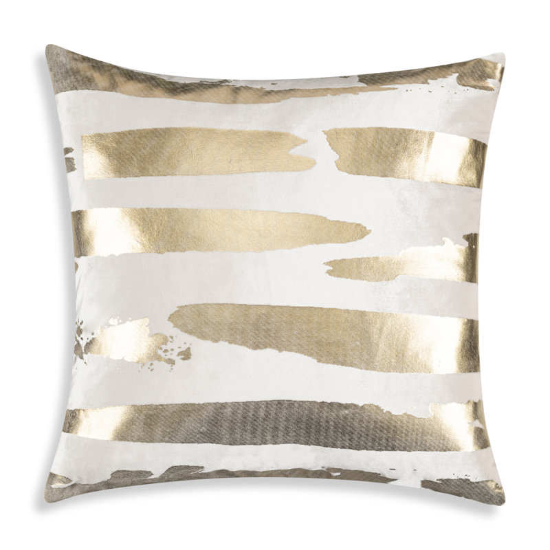 Striped Velvet Throw Pillow, Ivory