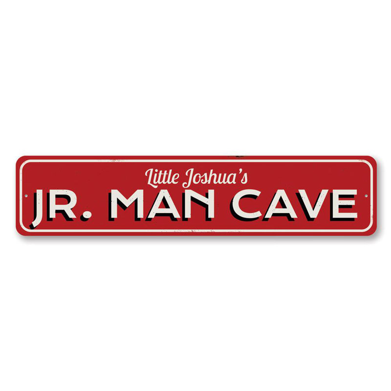 Enseigne en aluminium Jr Man Cave, H 4 po x l 18 po x P 0,04 po