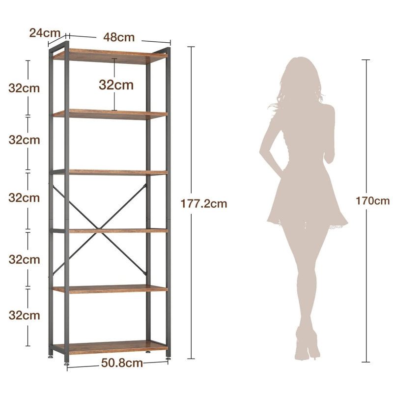 177.2cm H x 50.8cm W Steel Bookcase