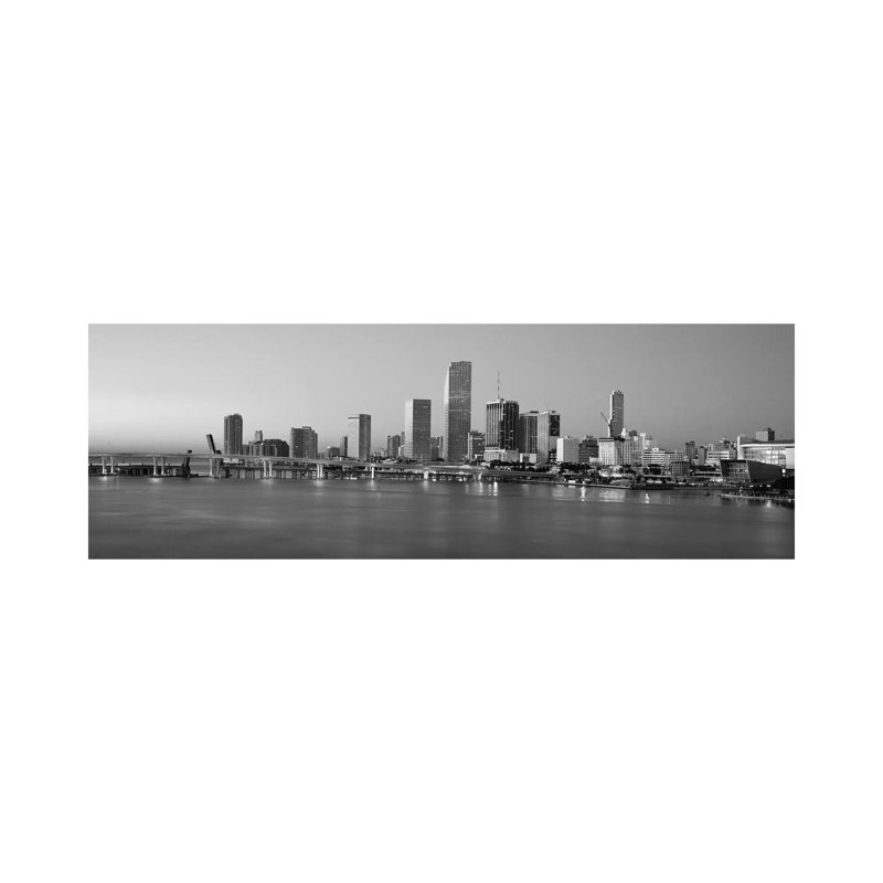 Miami Skyline Cityscape - Wrapped Canvas Panoramic Print, 30.48 cm H x 91.44 cm W x 3.175 cm D