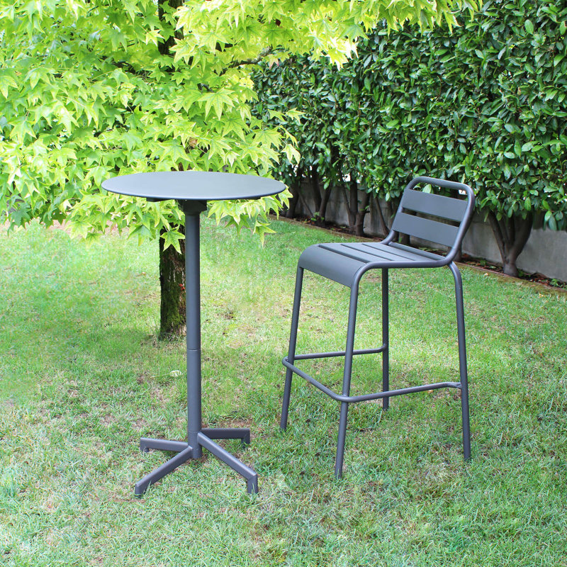 Acherman Round Outdoor Dining Table - 60 cm W 70 cm D, 102cm H x 60cm L x 60cm W, Grey