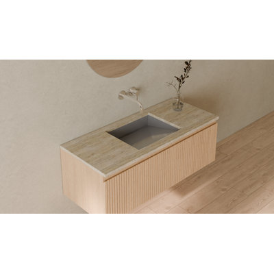 Badeloft 19.7" x 16.5" Stone Resin Undermount Ramp Bathroom Sink UB-04-M-GGRY in Glossy Gray