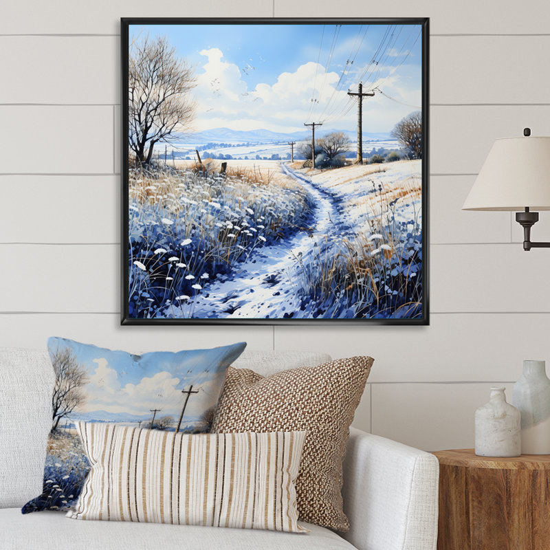 Lignes électriques harmonieuses III sur toile, Cadre flottant noir, H 24 po x l 24 po x P 1 po