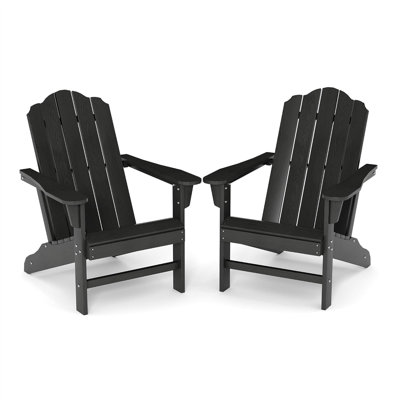 Chaise Adirondack d'extérieur, chaise de jardin en PEHD avec texture de bois pour le patio, le jardin, la cour, la terrasse ou la piscine