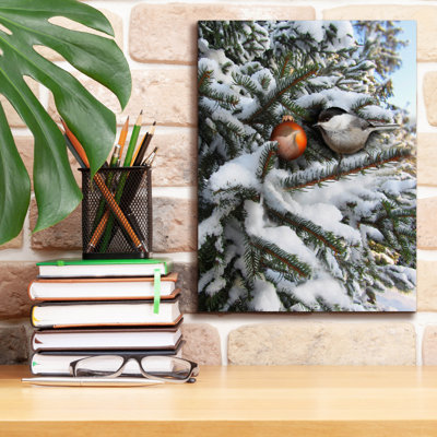  «Christmas Chickadee» par John Hovenstine, art mural sur toile, 12 po x 16 po