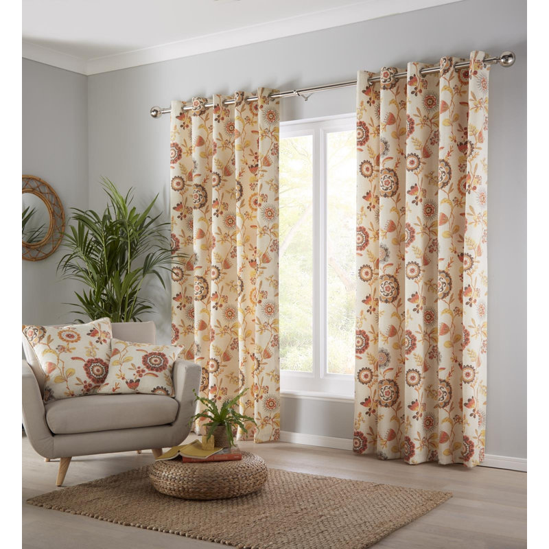 Charleston Room Darkening Curtain Panel Pair, Width 168 x Drop 229 cm, Terracotta
