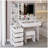41" Large Size Left Bedside Cabinet Vanity Table+Cushioned Stool, Extra Large Touch Control LED Mirror, 3-colour Switch, Multi Layer High Capacity Storage Fashionable Dresser, Suitable For Large Space-1268129368